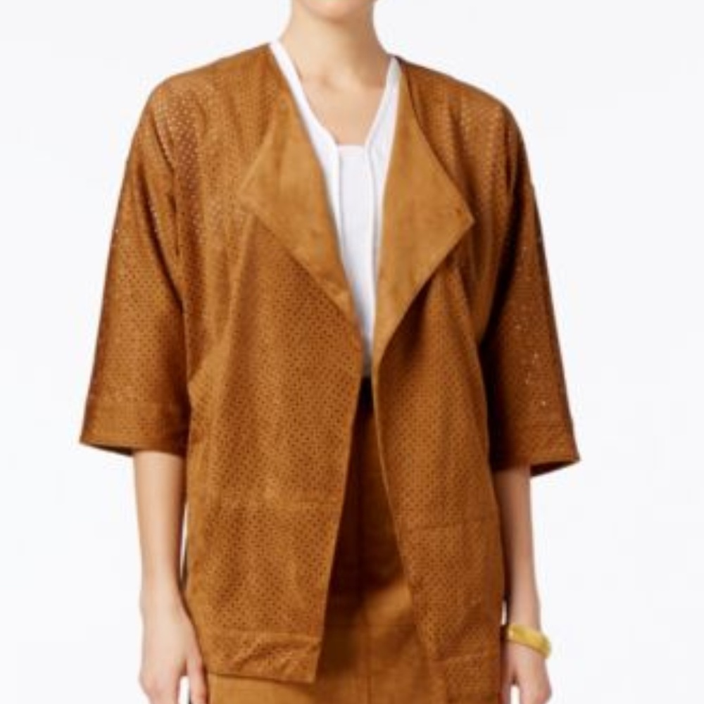 Alfani Petite Faux-Suede Perf Jacket